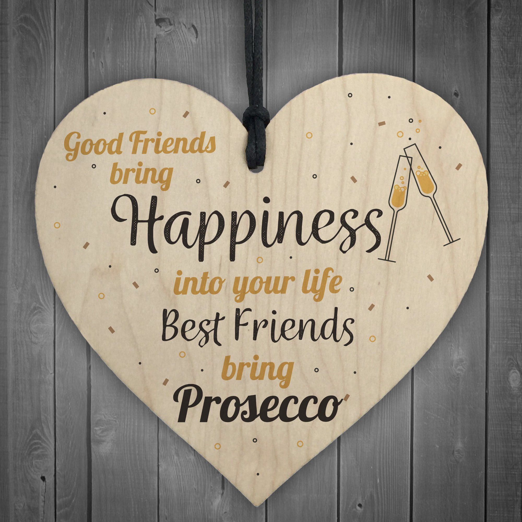Red Ocean Best Friend Prosecco Friendship Wooden Hanging Heart Plaque Birthday Gift Alcohol Garden Pub Sign