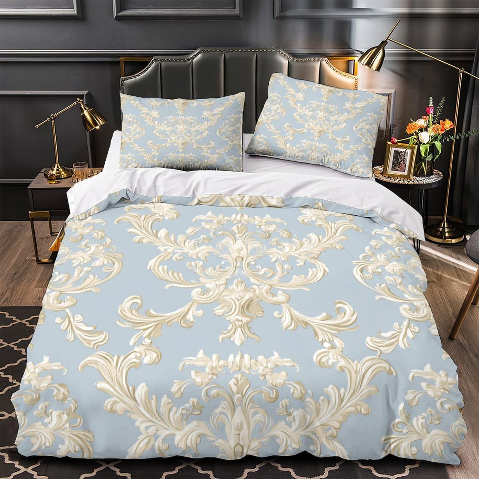 Housse de couette 140x200 ornée style baroque pour déco de chambre d'ado