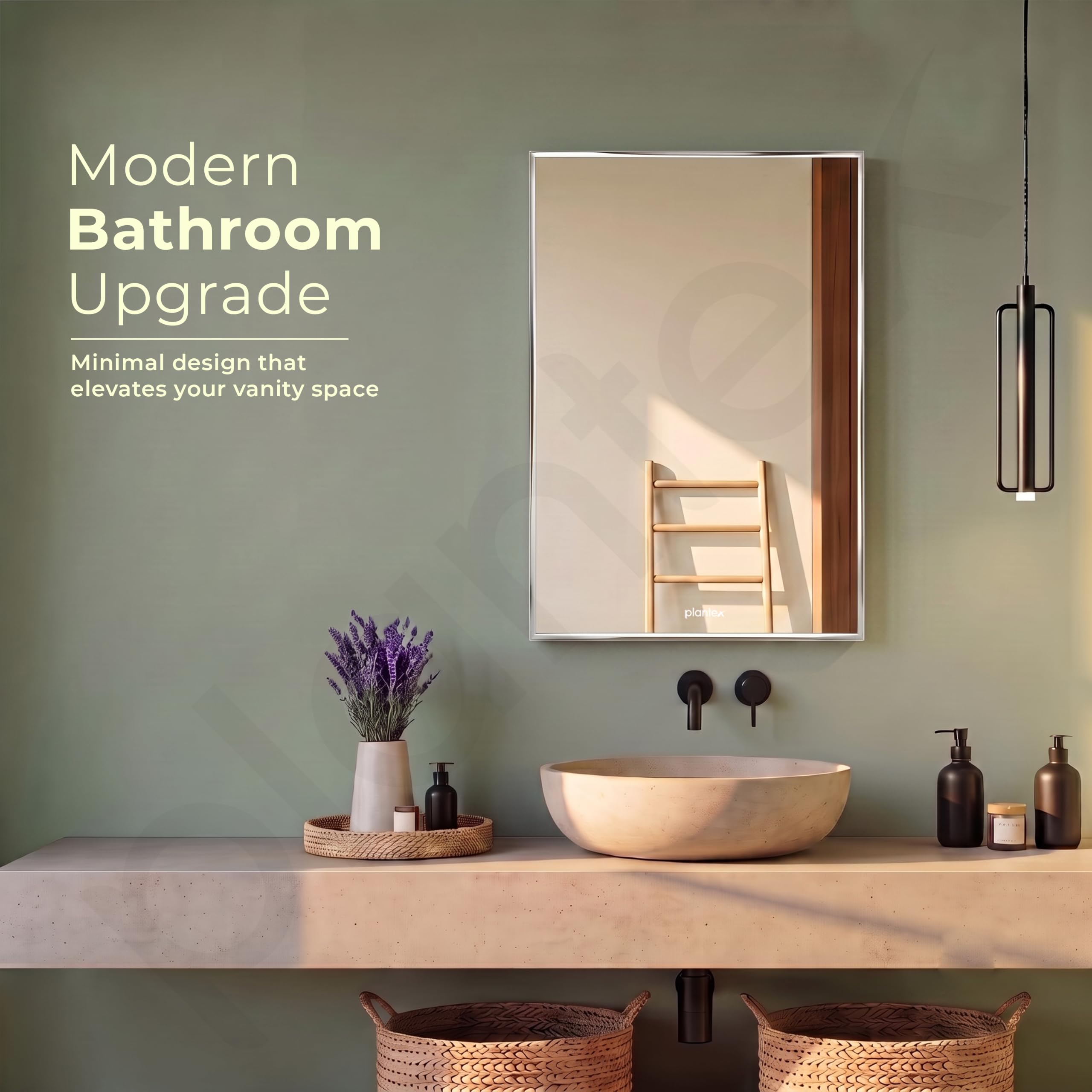 Plantex Frameless Rectangle Mirror for Wall/Mirror with Beveled Smooth Edges for Bathroom/Dressing Room/Living Room/Bedroom/Entryway - (18x12 Inch)