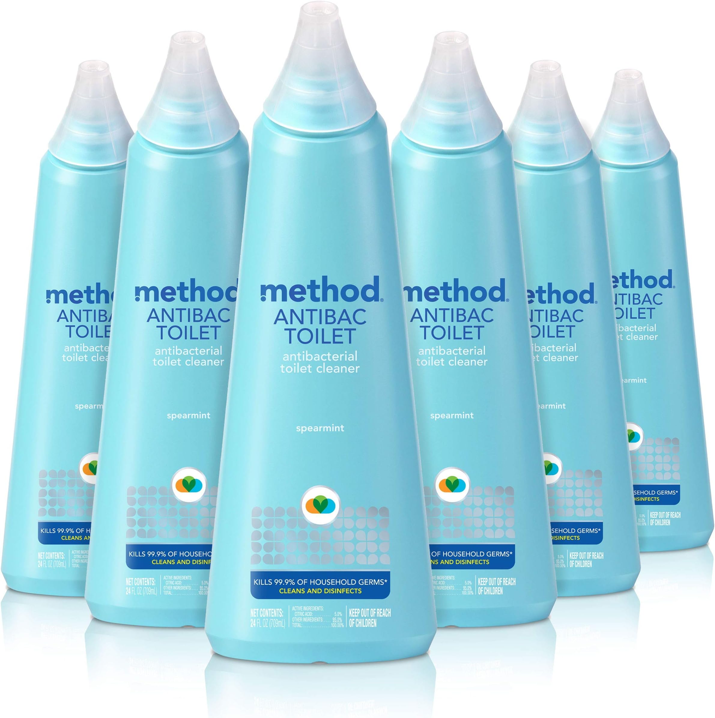 Method Antibacterial Toilet Bowl Cleaner, Spearmint, 24 Ounce, 6 Pack