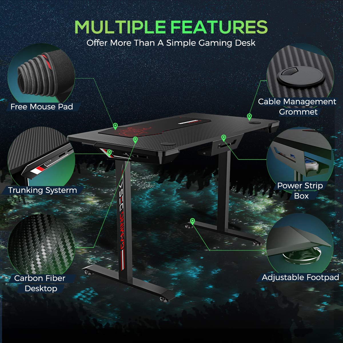 Buy EUREKA ERGONOMIC Gaming Table I1 Gaming Desk with Cable Management