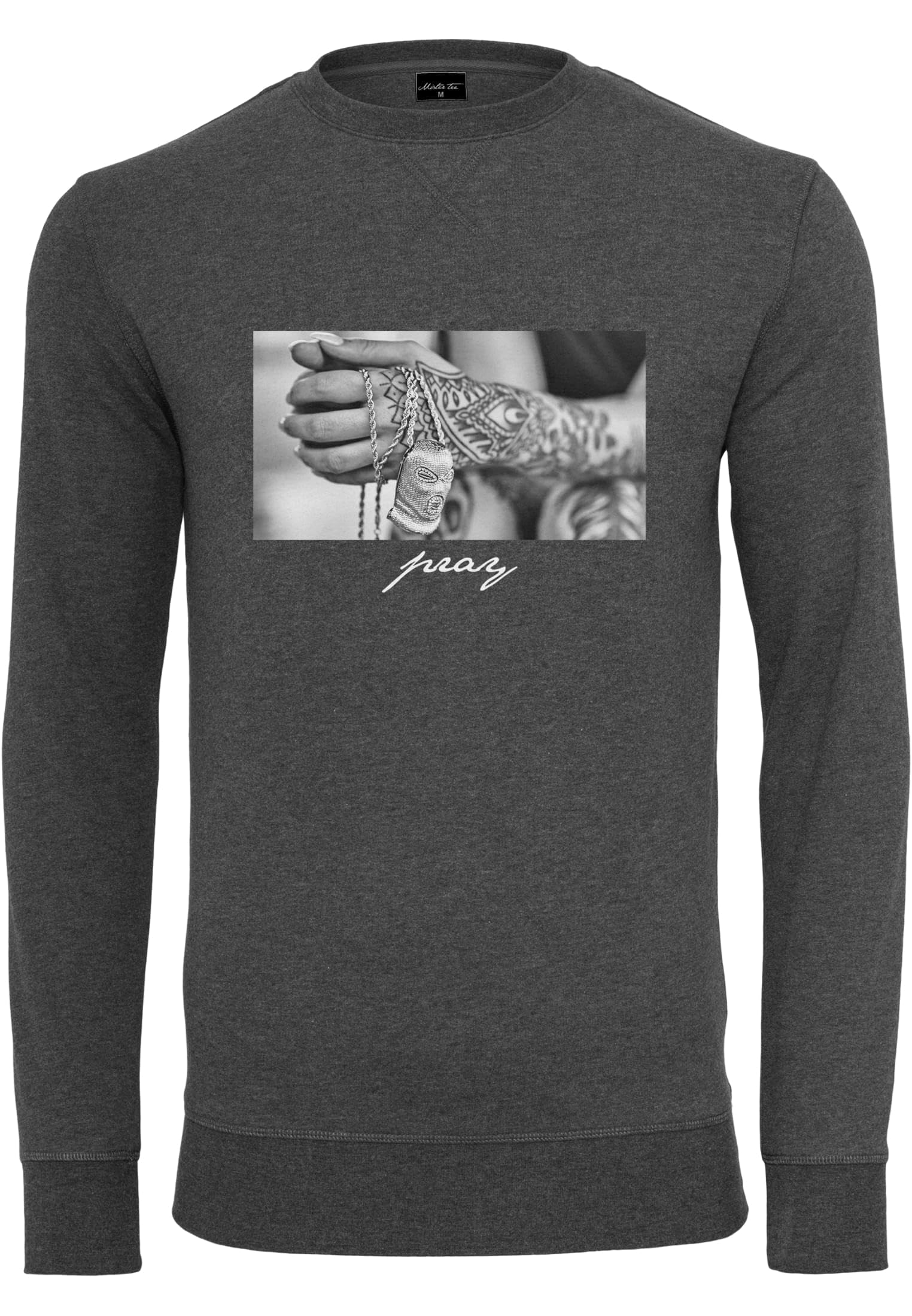 Mister Tee Men's Pray 2.0 Crewneck Sweatshirt, Charcoal,