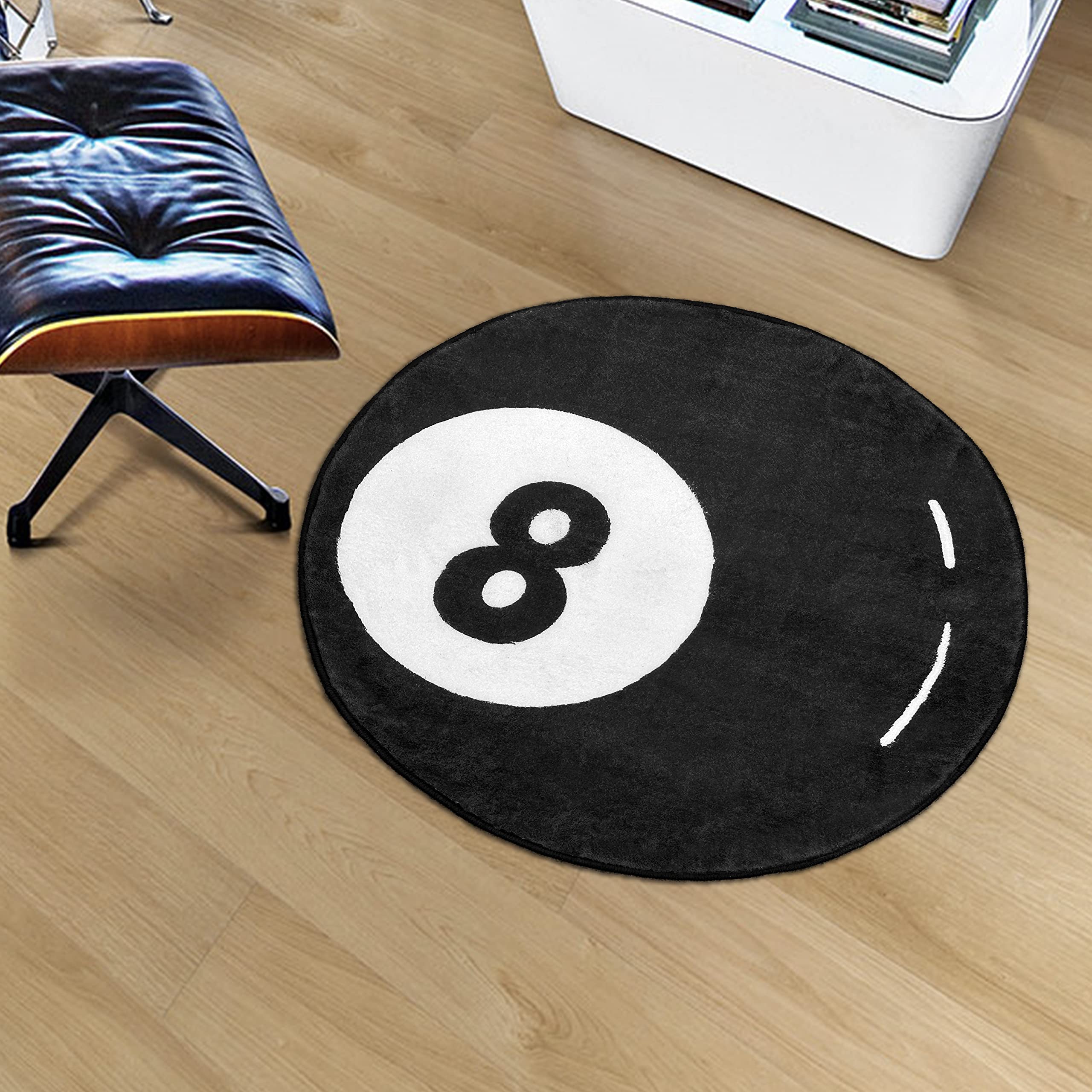 MZYZPPBD 8 Ball Rug Simulatie Biljart Rond Decoratief Tapijt 8 Ball Rug Absorberend Antislip Zachte Badmat Machinewasbaar Cirkeltapijten Voor Woonkamer Feestdecoraties,B,60cm/23.62inch