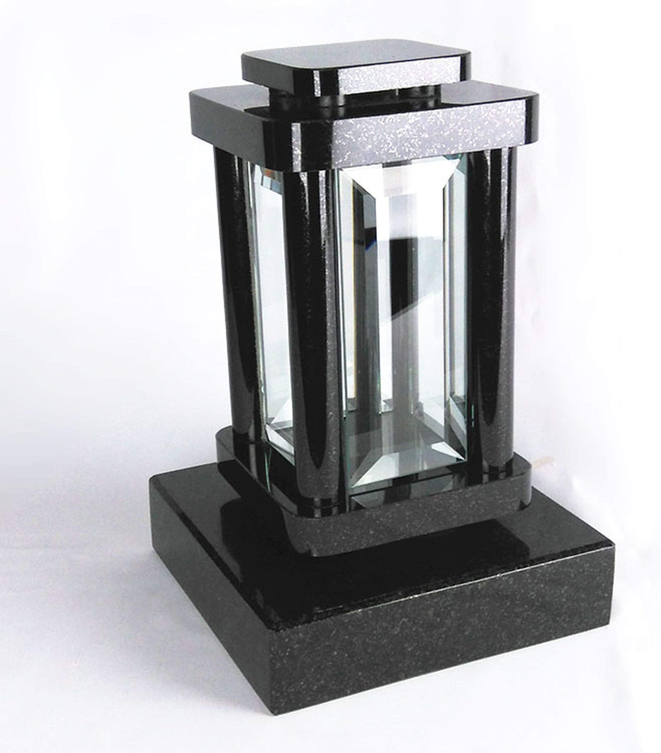 designgrab Modern grave lamp with base made of granite Swedish black SS1 black, grave decoration set