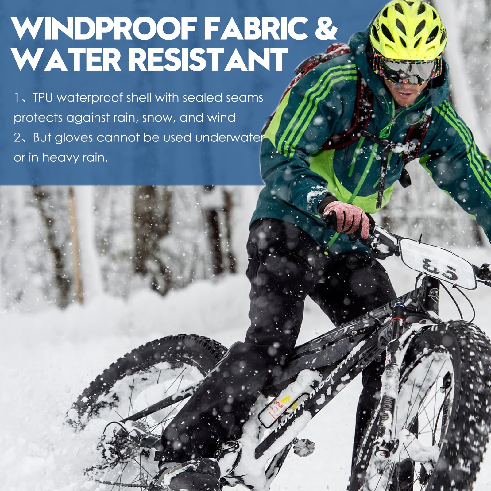 Bruvoalon W429 - Guantes de invierno para mujeres y hombres, aislamiento térmico 3M y revestimiento resistente al viento, pantalla táctil, antideslizantes para esquí, correr, ciclismo, senderismo