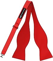 Adam Young Men's Red Self-Tie Bow Tie - Semi-Glossy Satin Tuxedo Bowtie, Adjustable Faux Silk Classic (4.75" x 2.33")