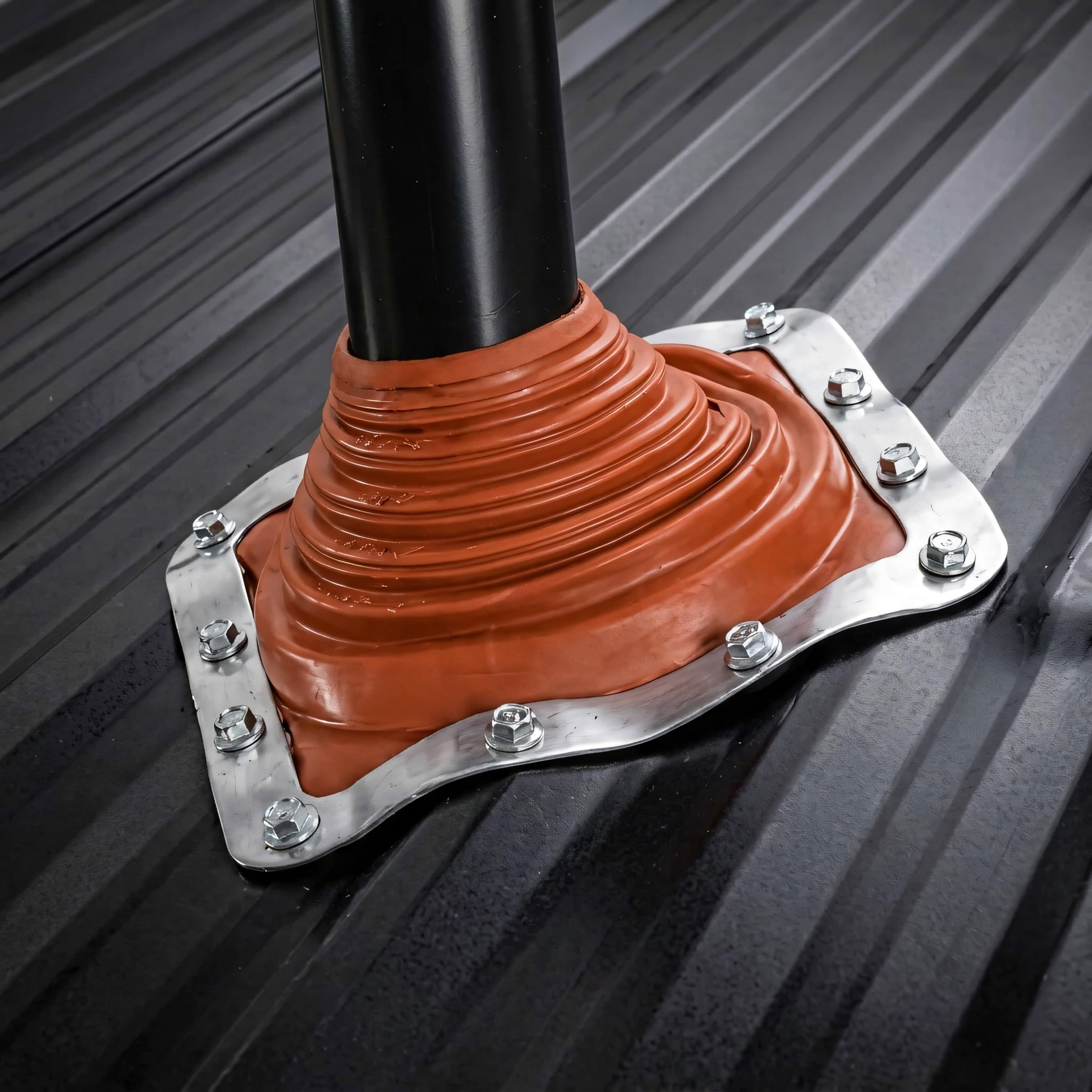 Parotec Solin de Toit - Passage du Toit - Flexible - Fabriqué en Silicone - Résistant aux Hautes Témperatures - Universel -Tuile Métallique - Diamètre de 6 à 70 mm