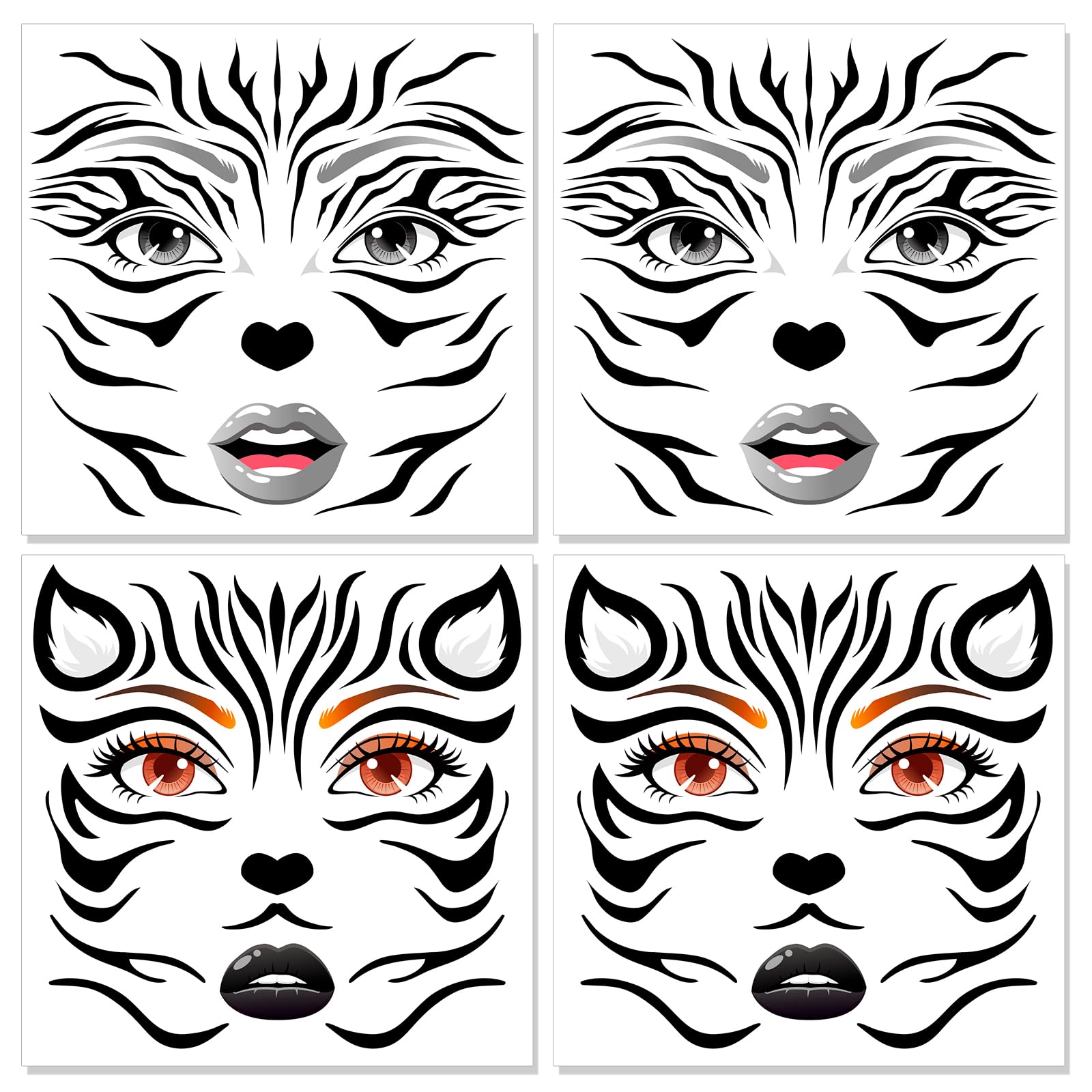 HOWAF 4 PCS Halloween Face Tattoos