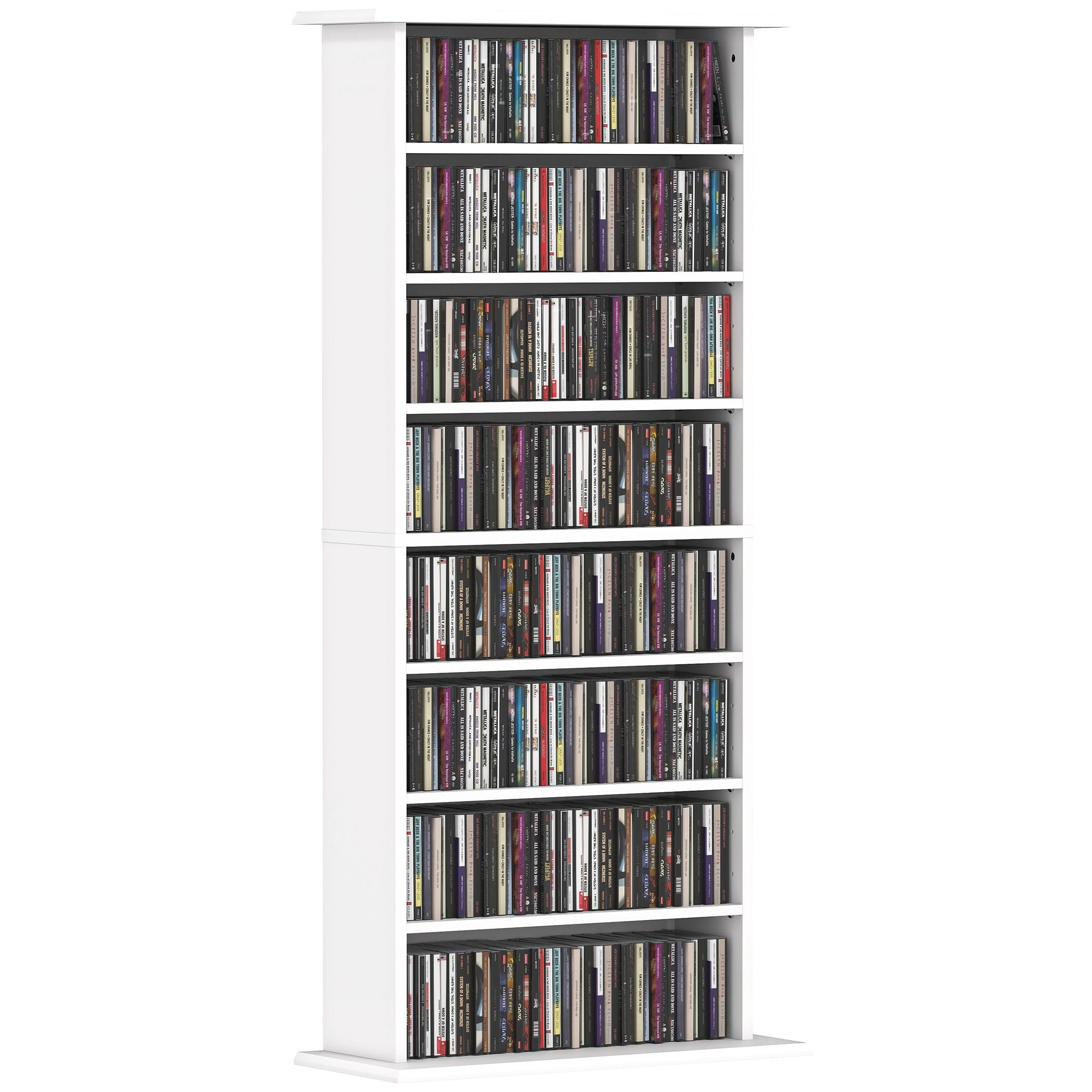 Homcom Unisex White Cd Storage Unit Dvd Tower Blu-Ray Storage Shelf For Living Room In