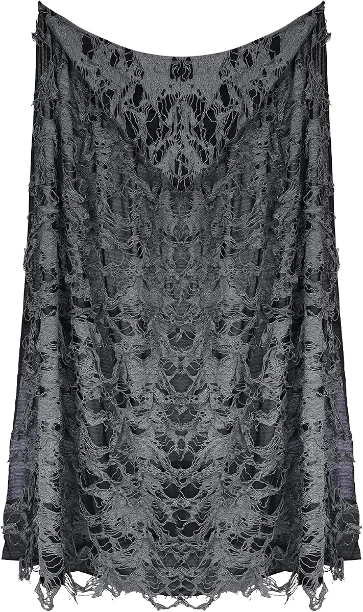 Hooded Sorcerer Cloak Creepy Cloth Cape Gruesome Ghostly Halloween Costume Black - Image 6