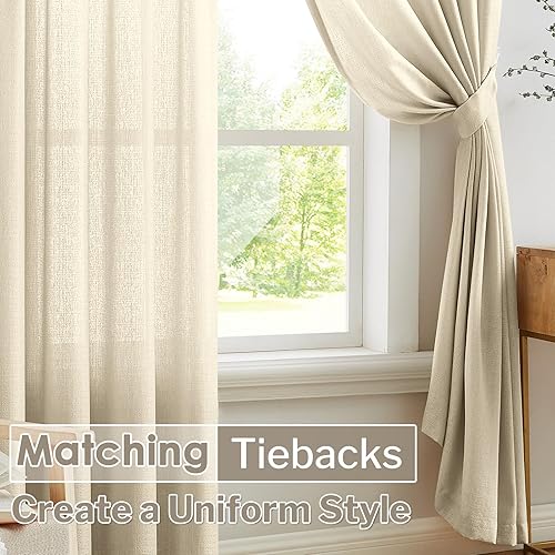 Miniatura 6 de Melodieux Cortinas semitraslúcidas de 108 pulgadas de largo para sala de estar o dormitorio, cortinas traslúcidas extralargas con bolsillo para