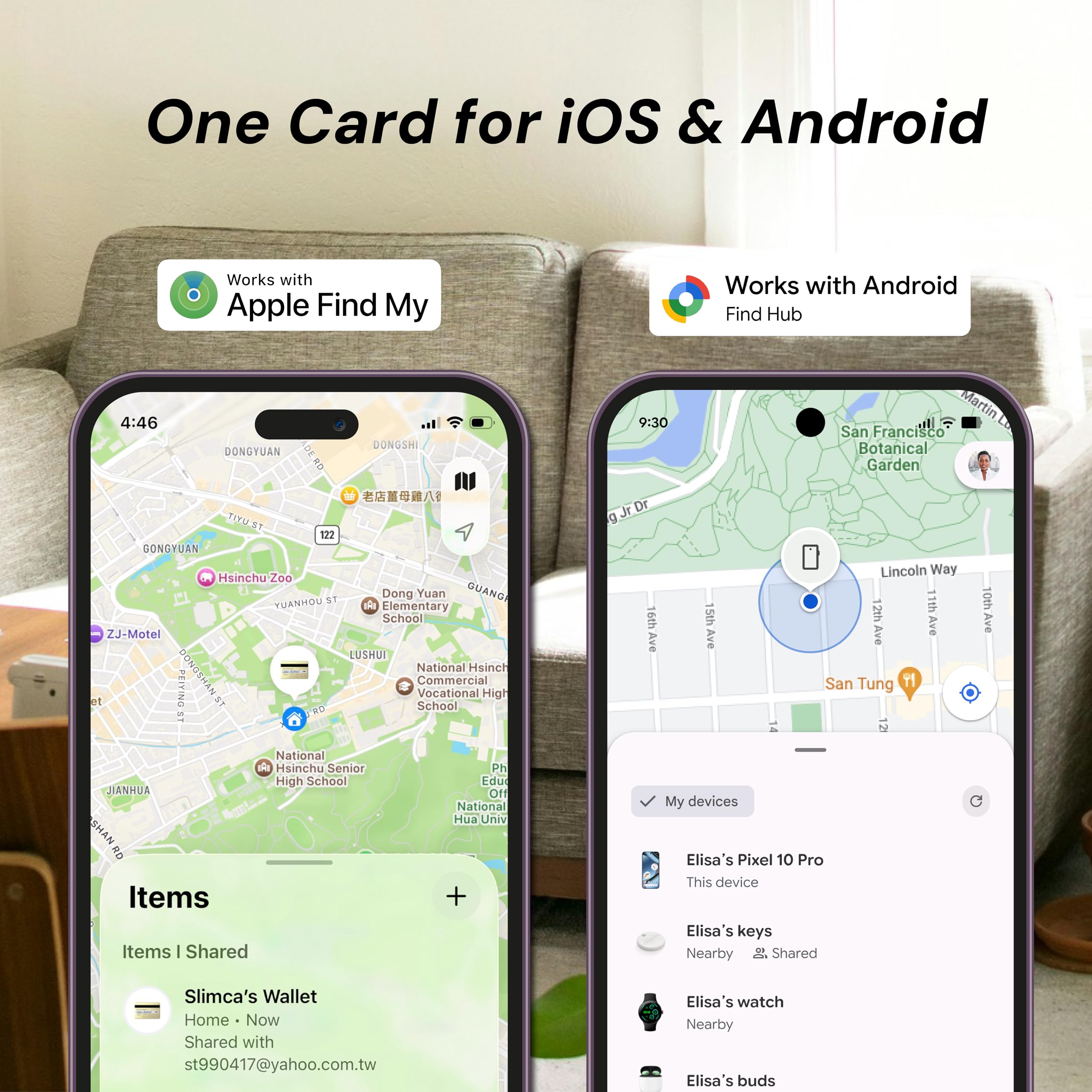 Slimca HERE 2 tarjetas de seguimiento para iOS y Android, compatible con dispositivos Apple Find My y Android, tarjeta recargable USB-C ultrafina de 1.3 mm, rastreador de equipaje para pasaporte