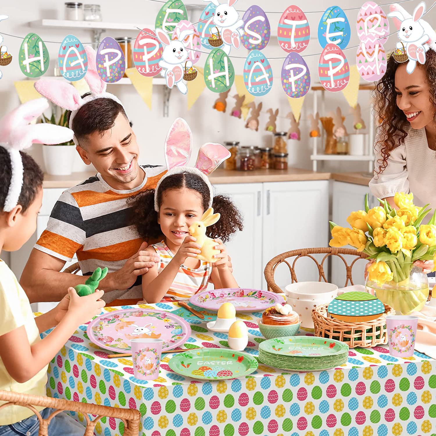 Nappe De Pâques Légère En Plastique Motif œuf 137,2 X 182,9 Cm