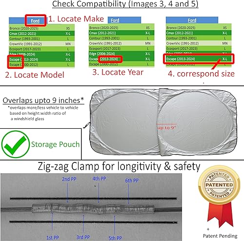Miniatura 7 de Parasol patentado para parabrisas de automóvil, plegable, para camión, SUV, protector de ventana frontal, protector de visera para accesorios