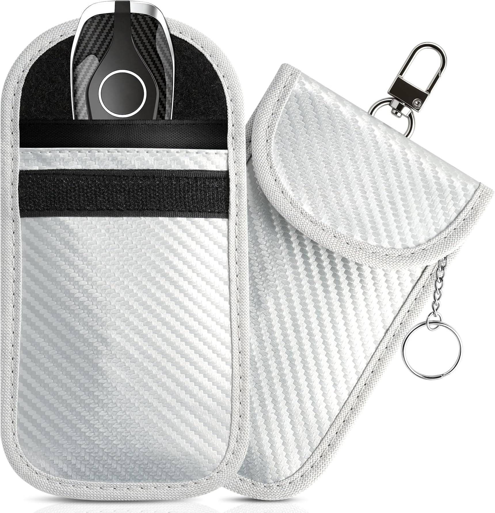 Amiss 2 Pack Faraday Bag for Car Keys, Key Fob Protector Shielding Cage, Anti-Theft Faraday Pouch, Car RFID Signal Blocking Case, Anti-Hacking Blocker, Car Accessories(Silver)