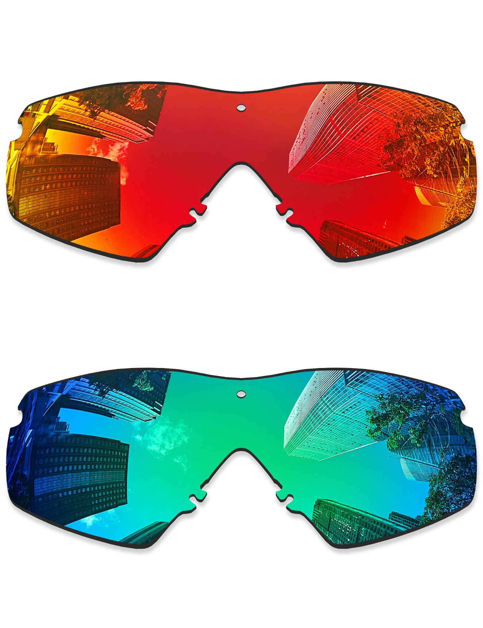 Combine8 2 Pairs Ploarized Replacement Lenses for Oakley Si Ballistic M Frame 2.0/Si M Frame 2.0 OO9047 Sunglass - Fire Red + Green