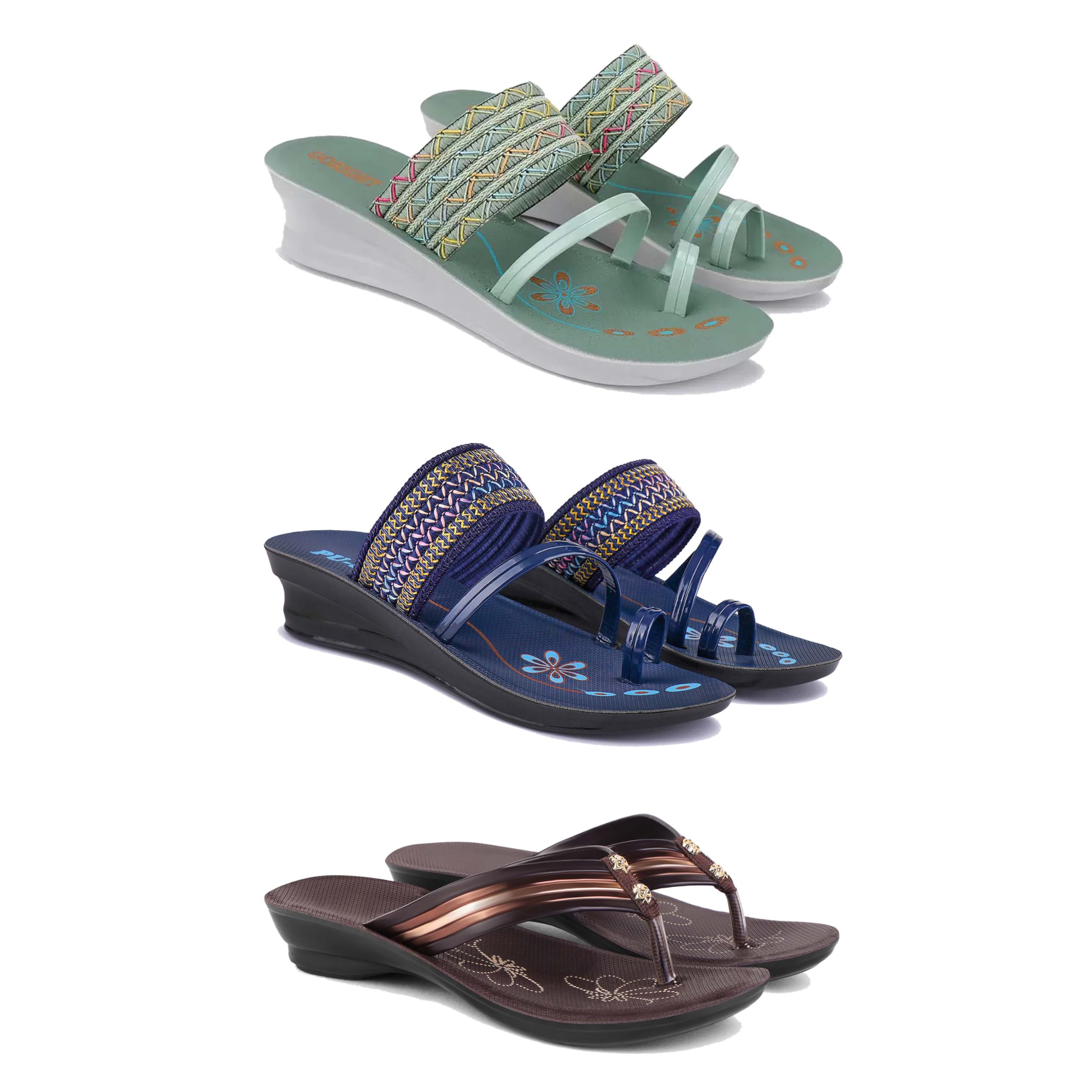 Women's Comfortable Sandal,Casual Lightweight Sandal for Everyday Wear for women's(GR-(COMBO-3)-1948-1953-1955)-image-17