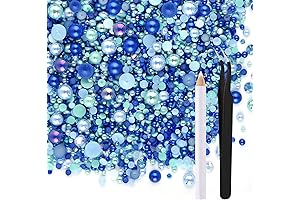 ASTARON 50g Mix Flatback Rhinestones Half Pearls for Crafts