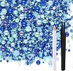 ASTARON 50g Mix Flatback Rhinestones Half Pearls for Crafts Mixed Size 3mm-10mm Flat Back Rhinestones for Crafts Flatback Pearls for DIY Tumblers Mugs Nail Art Shoes Clothes (Champagne Gold Series)