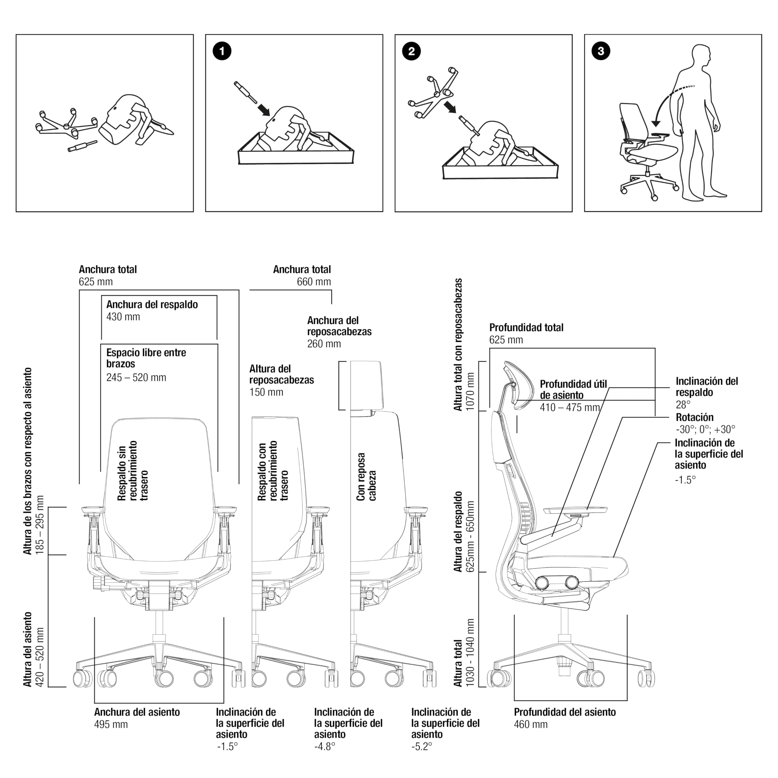 Steelcase Silla ergonómica, Gesture, Lumbar, reposa Cabeza, Ónix | Fabricada en Francia, garantía 12 años, ruedas para todo tipo de suelos, materiales premium, hasta 180 kg y 190 cm