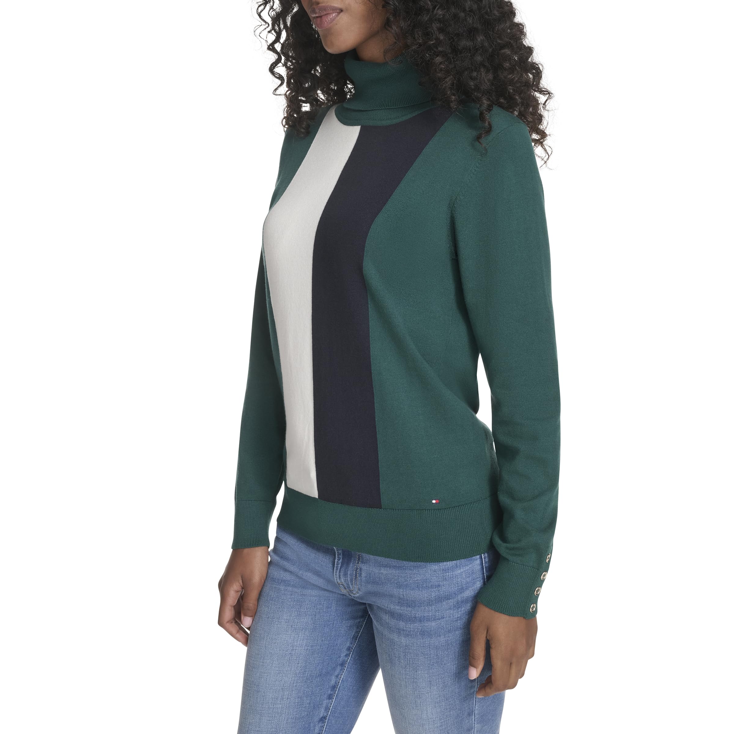 Tommy Hilfiger Damen Long Sleeve Cotton Turtleneck Light Weight Sweater Pullover