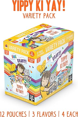 Miniatura 2 de Weruva B.F.F. OMG - Best Feline Friend Oh My Gravy!, Yippy Ki Yay Yellows! Paquete variado, bolsa de 2.8 onzas (paquete de 12)