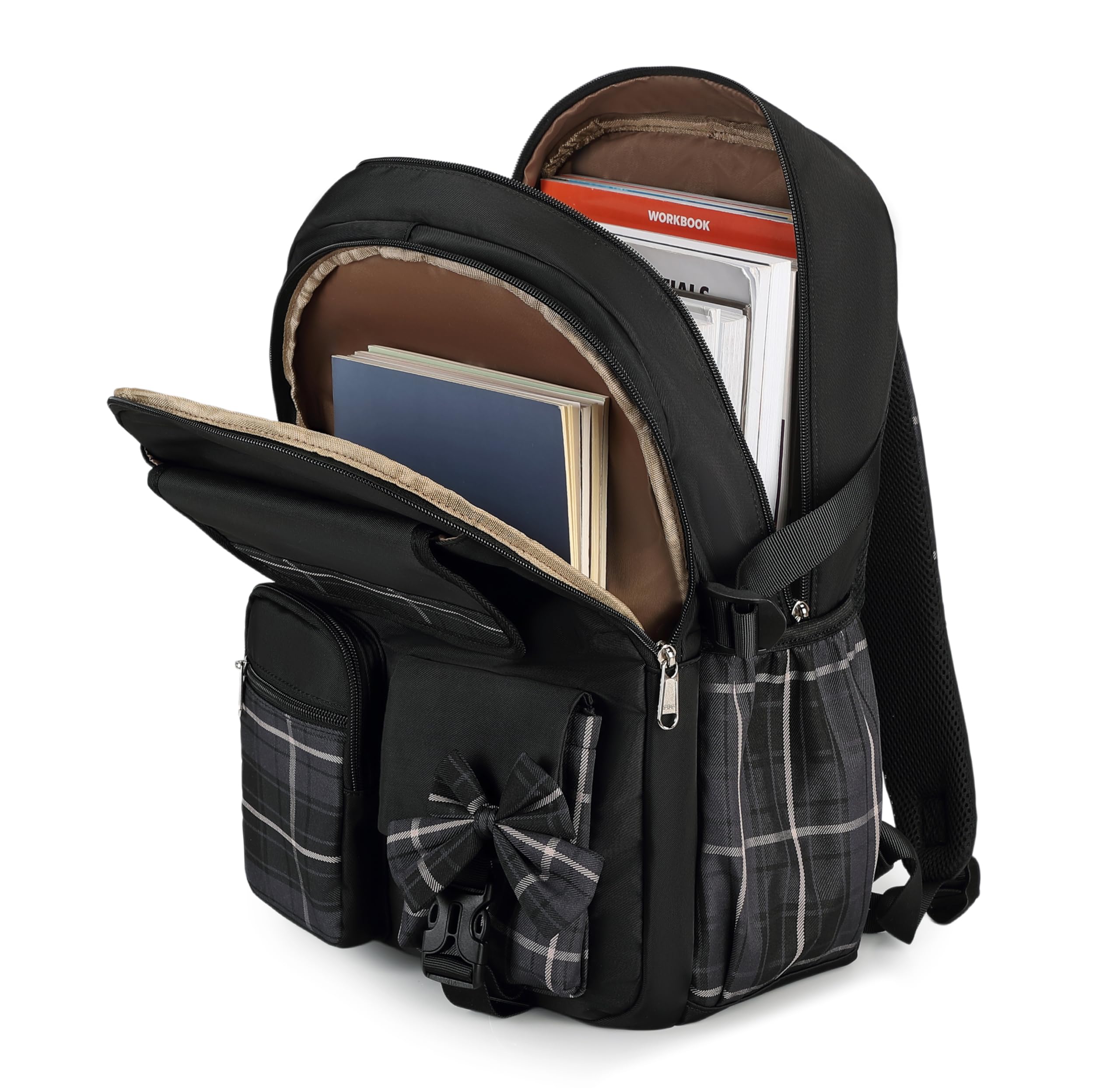 Schulrucksack, College-Rucksack für Mädchen, Teenager-Mädchen, Schultasche, Freizeit-Rucksack Schwarz