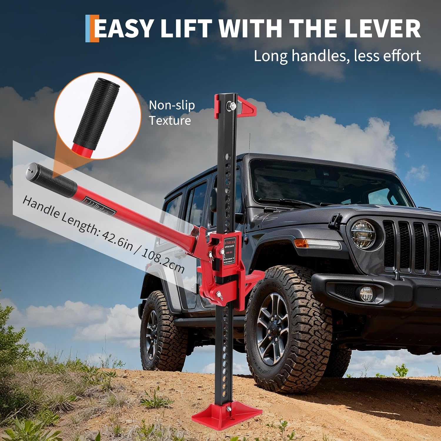 Farm Jack,60" Utility High Lift Farm Jack with Base, 7000 LBS Capacity Ratcheting Off Road Utility Jack,Adjustable Lifting Height 5.12-51.97" for Tractor, Truck, SUV, Bumper Lift