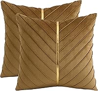 Vista 40 de Tosleo - Fundas de almohada de terciopelo beige de 20 x 20 pulgadas, paquete de 2 con cuero dorado, fundas decorativas de Navidad para sofá, fundas