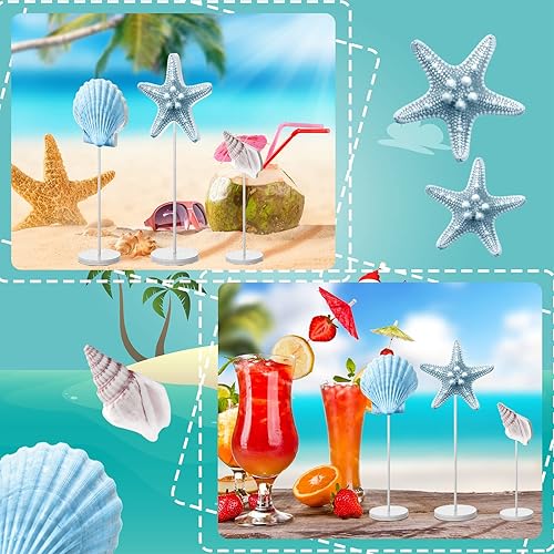 Miniatura 4 de 3 piezas de adorno de verano para playa, océano, decoración de mesa, estilo náutico, costero, decoración de madera de mar, concha, concha,