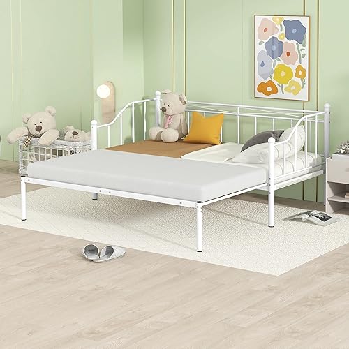 SOFTSEA Sofá cama de metal de tamaño individual con nido, sofá cama resistente con nido desplegable para adolescentes, adultos, invitados, sofá cama