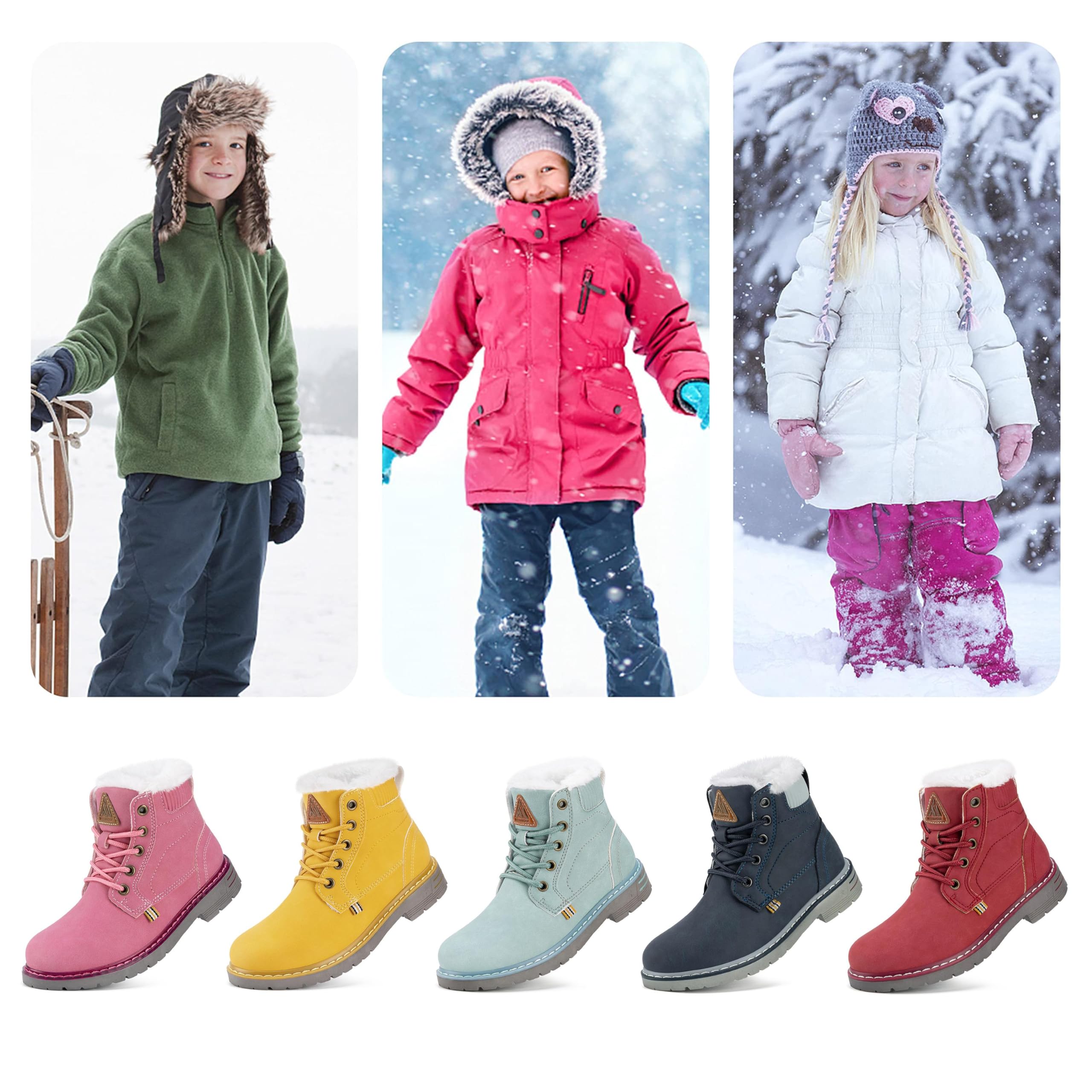 Mishansha Bambino Stivali da Neve Ragazzo Ragazza Inverno Antiscivolo Caldo Scarpe Unisex, GR.24-36