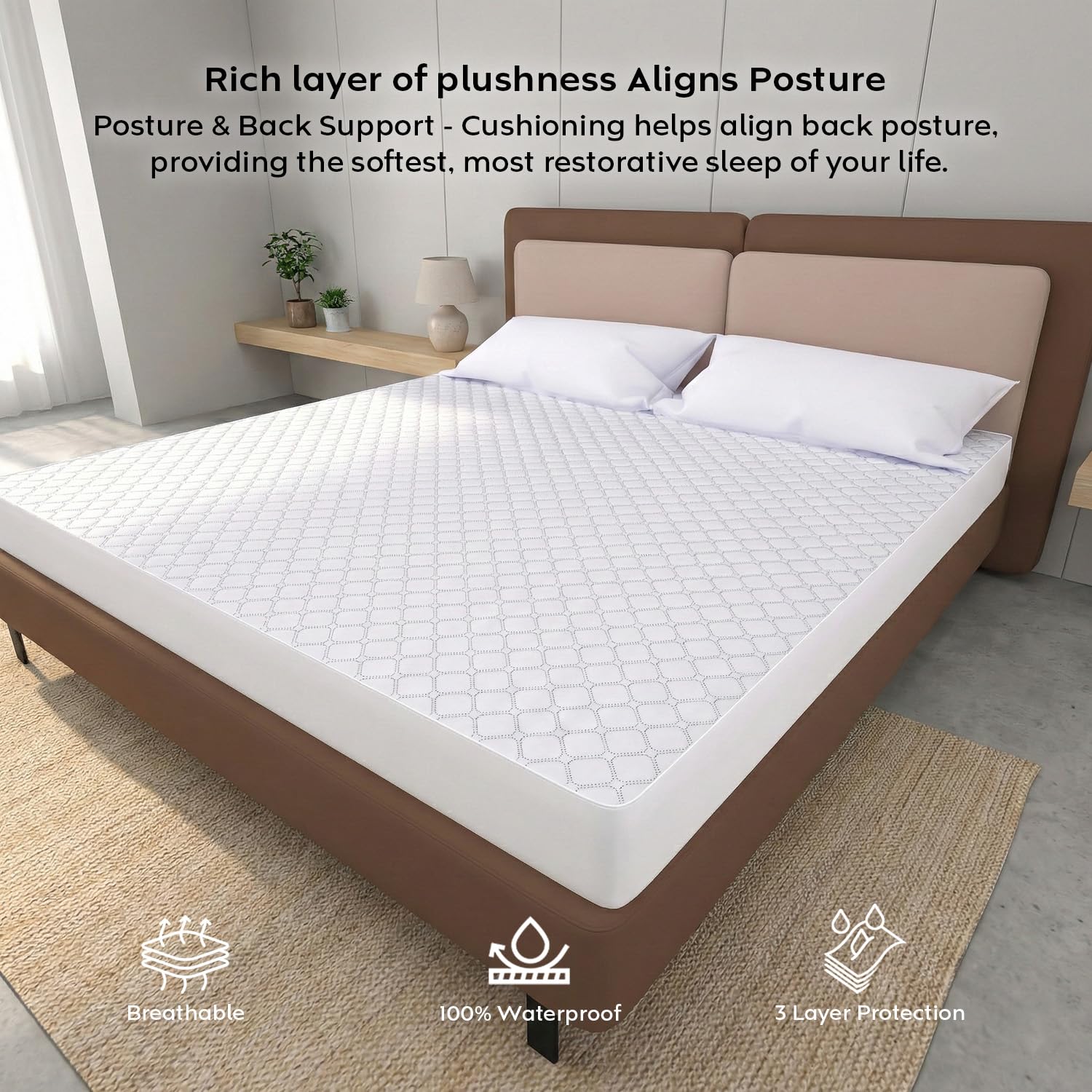 Ayka Waterproof Queen Mattress Protector - 100% Cotton -7