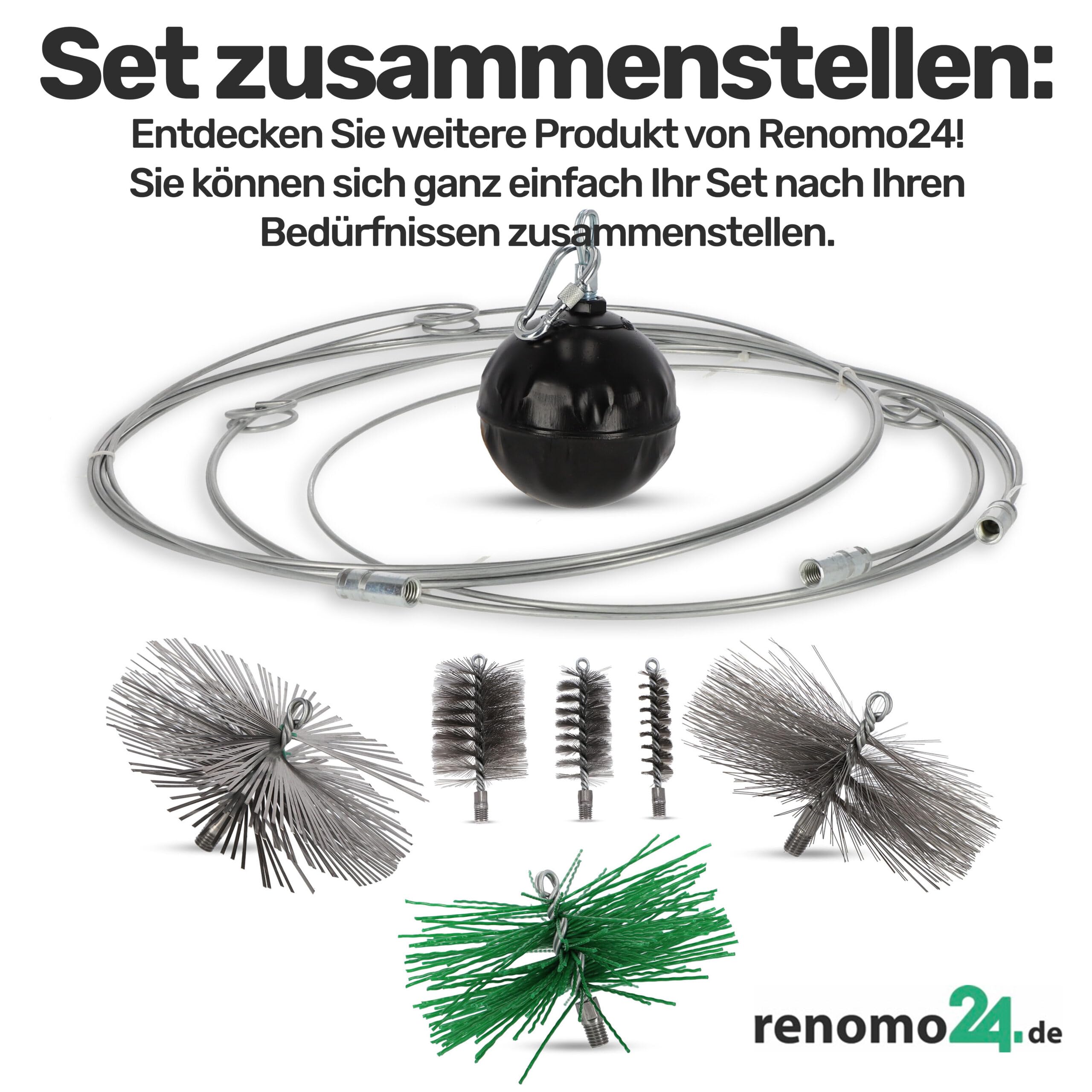 1x Schornsteinbesen aus Federstahl für gemauerte Schornsteine (Kamine) / Kaminbesen mit M12 Gewinde / 160mm