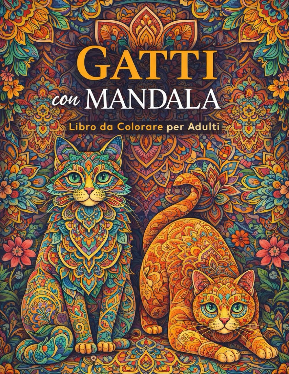 Gatti con Mandala: Libro da Colorare Antistress per Adulti. Gatti Eleganti e Rilassanti per Creatività, Relax e Benessere