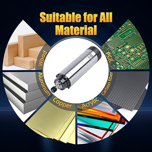 Miniatura 8 de FoxAlien Kit de motor de husillo CNC refrigerado por aire VFD de 1.5KW para máquina de enrutador CNC, husillo de 2.559 in de diámetro 24000 RPM para