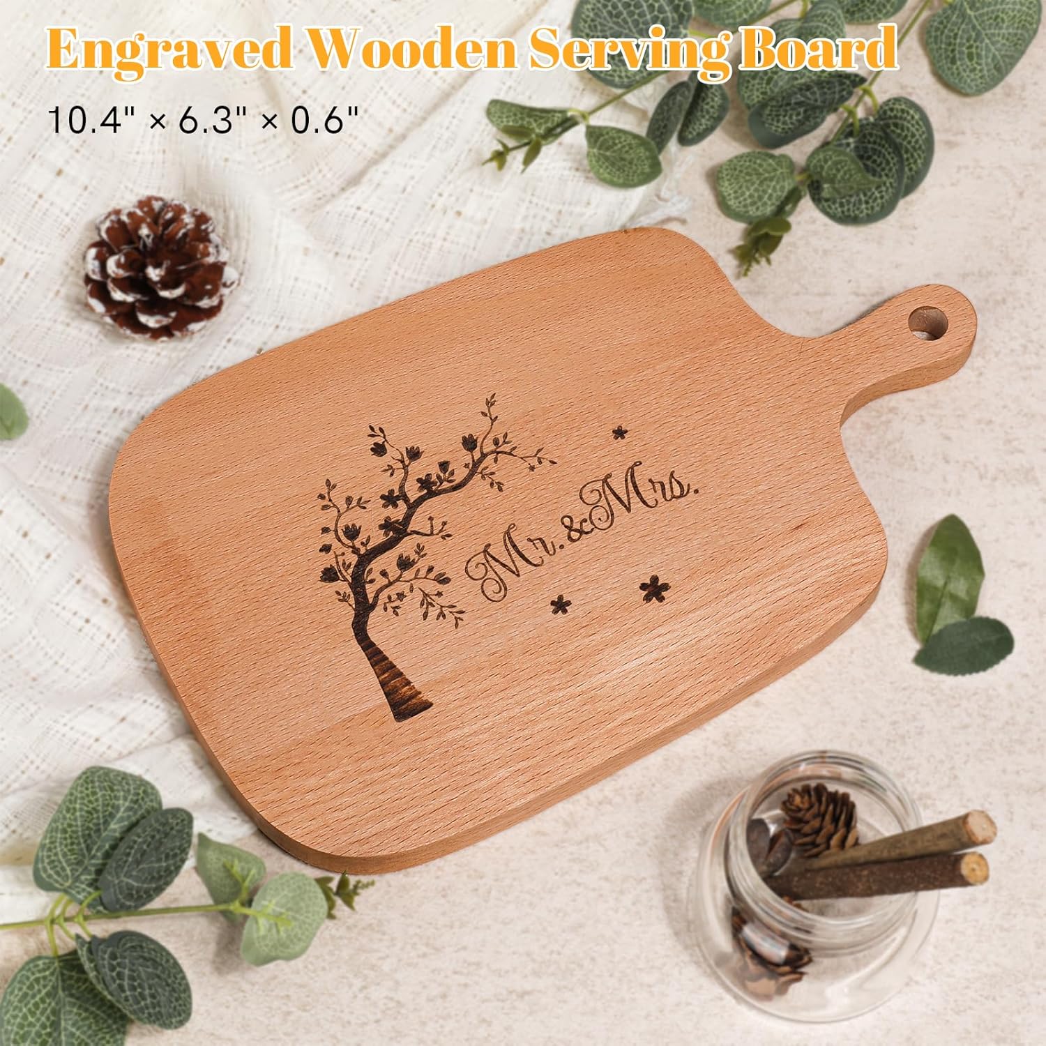 Wedding Gifts for Couples 2026, Newlywed Gift Basket,Engagement Gifts for Couples,Bridal Shower Gift for Bride with Mr & Mrs Mugs, Engraved Wooden Board, Candle