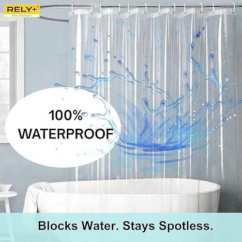 Miniatura 6 de RELY+ Forro de cortina de ducha de 72 x 72 pulgadas, PEVA transparente pesado, grosor prémium de 90 GSM, impermeable, sin olor, ojales inoxidables,