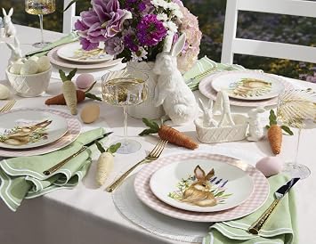 Lenox 897166 Gingham Dinner Plates, Set of 4, Pink, Valentine's Day