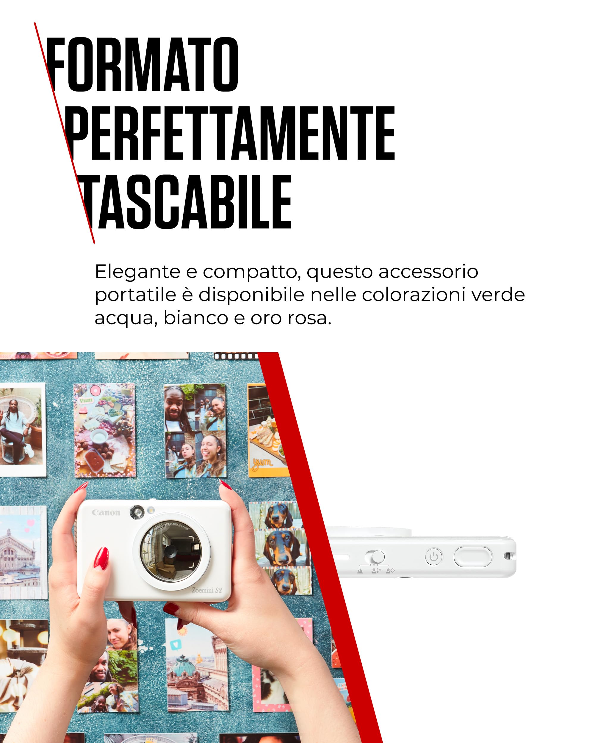 Canon Zoemini S2 Macchina Fotografica Istantanea 8MP – Fotocamera Istantanea Compatta con Specchio, Luce Circolare, Carta Fotografica con Retro Adesivo, Portatile, Bianco Perla