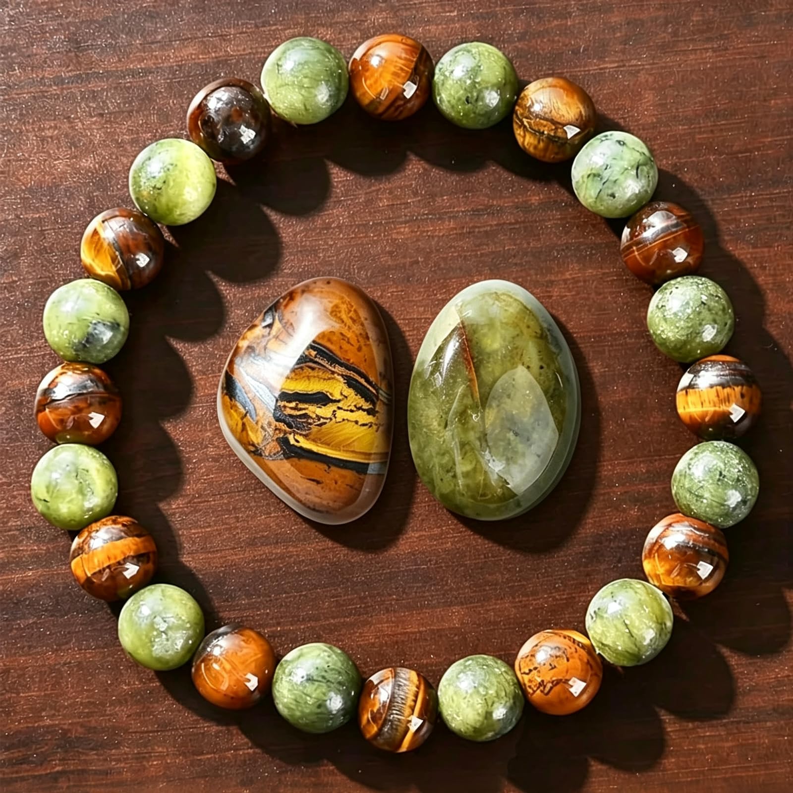 Natural Gemstone Beaded Bracelet, Stretch Feng Shui Jewelry for Women Men
