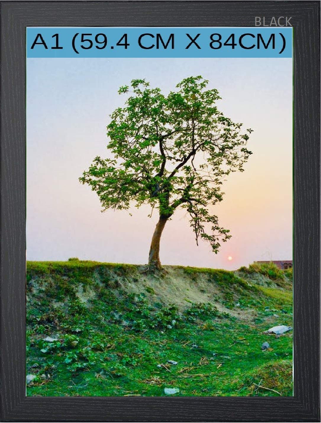 OB2H BLACK A1 PICTURE POSTER FRAME (Black, A1 Size, 59.4 x 84 cm)