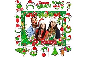 Christmas Party Decorations, Christmas Photo Props Set Include Large Merry Griinchmas Photo...