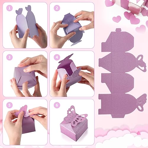 Miniatura 10 de 60 cajas de regalo de mariposa caja de chocolate de San Valentín caja romántica de caramelos de boda para niños y niñas cajas de ducha de bebé