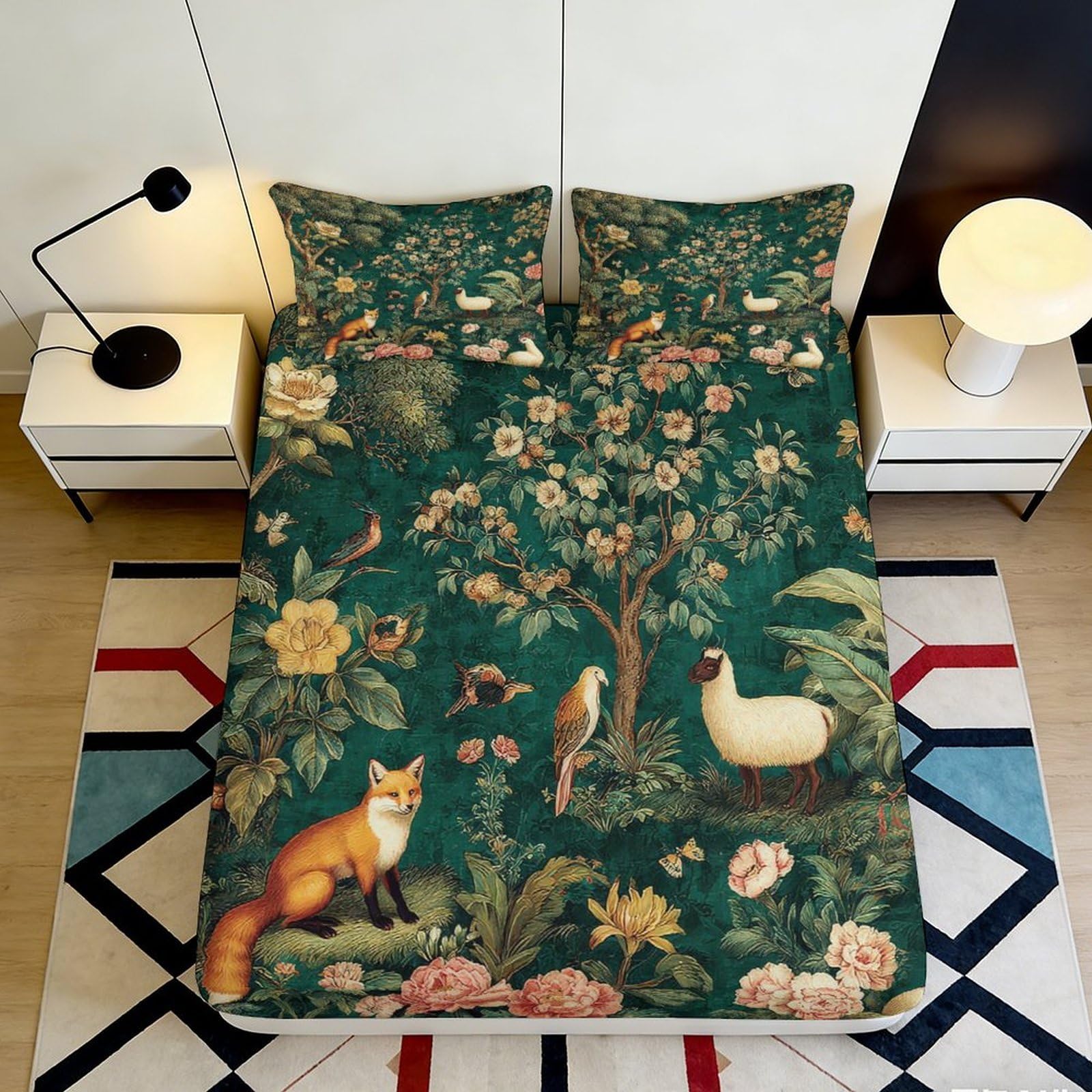 Pnayamiorkfel Style-3 3D Printed Forest Animal Fitted Sheet Microfiber Botanical Garden Mattress Cover For Bedroom Guest Room Decor 90X200x25cm