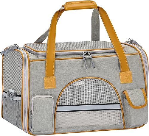Miniatura 7 de Pesen Transportador para gatos de 18 x 11 x 11 pulgadas, se adapta a mascotas de hasta 16 libras, diseño anticolapso, múltiples bolsillos