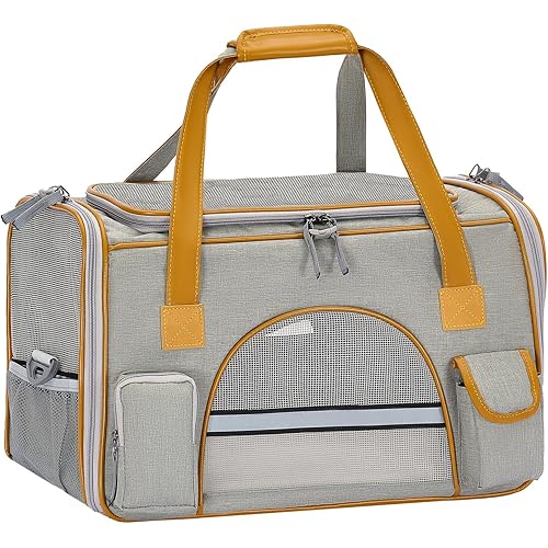 18x11x11 Inches Cat Carrier– Fits Pets Up to 16 lbs, Anti-Collapse Design, Multiple Storage Pockets, Cat Carrier Soft Ideal for Medium Cats, Puppy, Rabbits and Other Small Animals