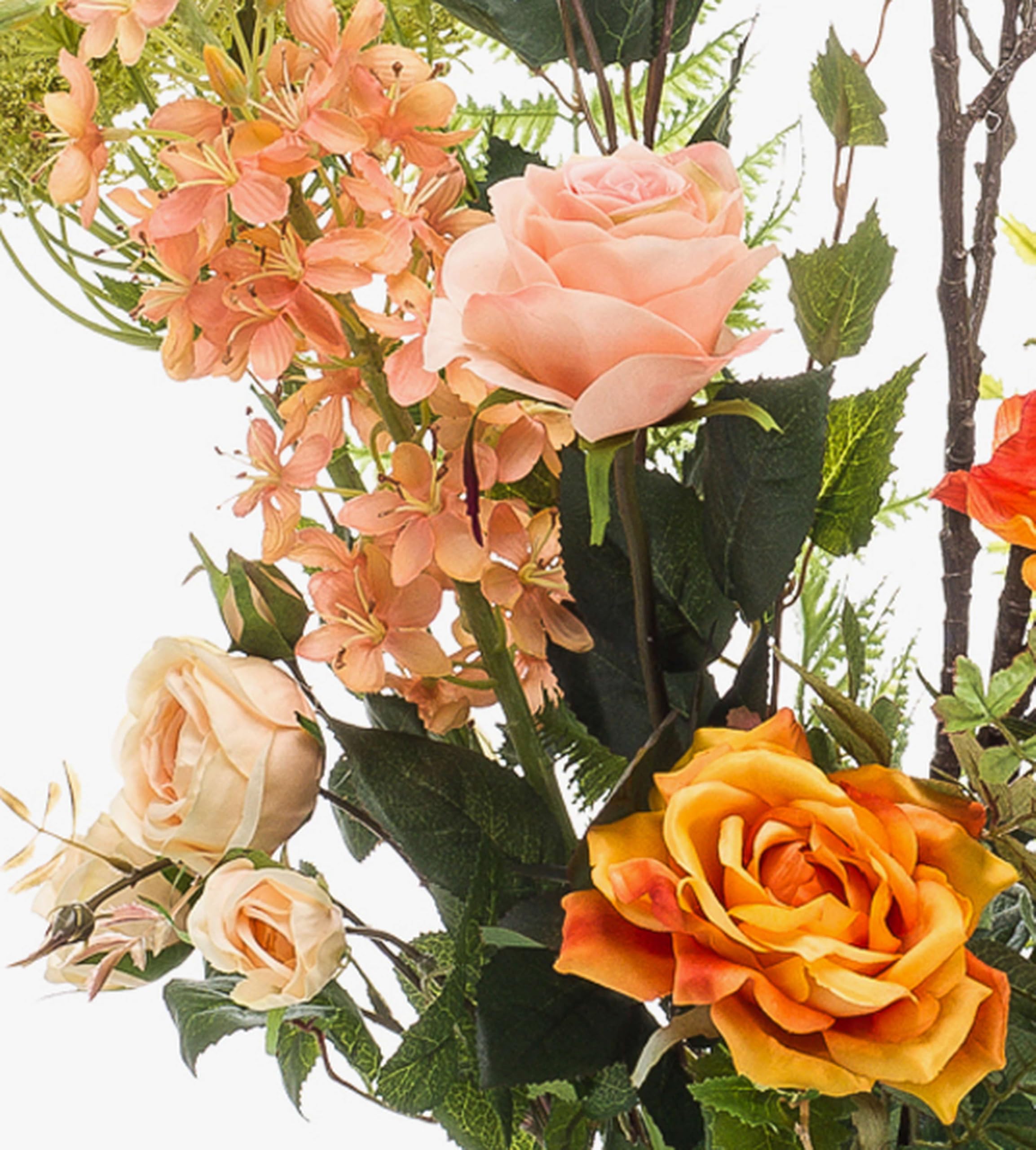 Amazon.de: artplants.de Kunst Blumenstrau Feme, orange, 110cm,  40cm -  Knstlicher Blumenstrau - Kunststoff Strau