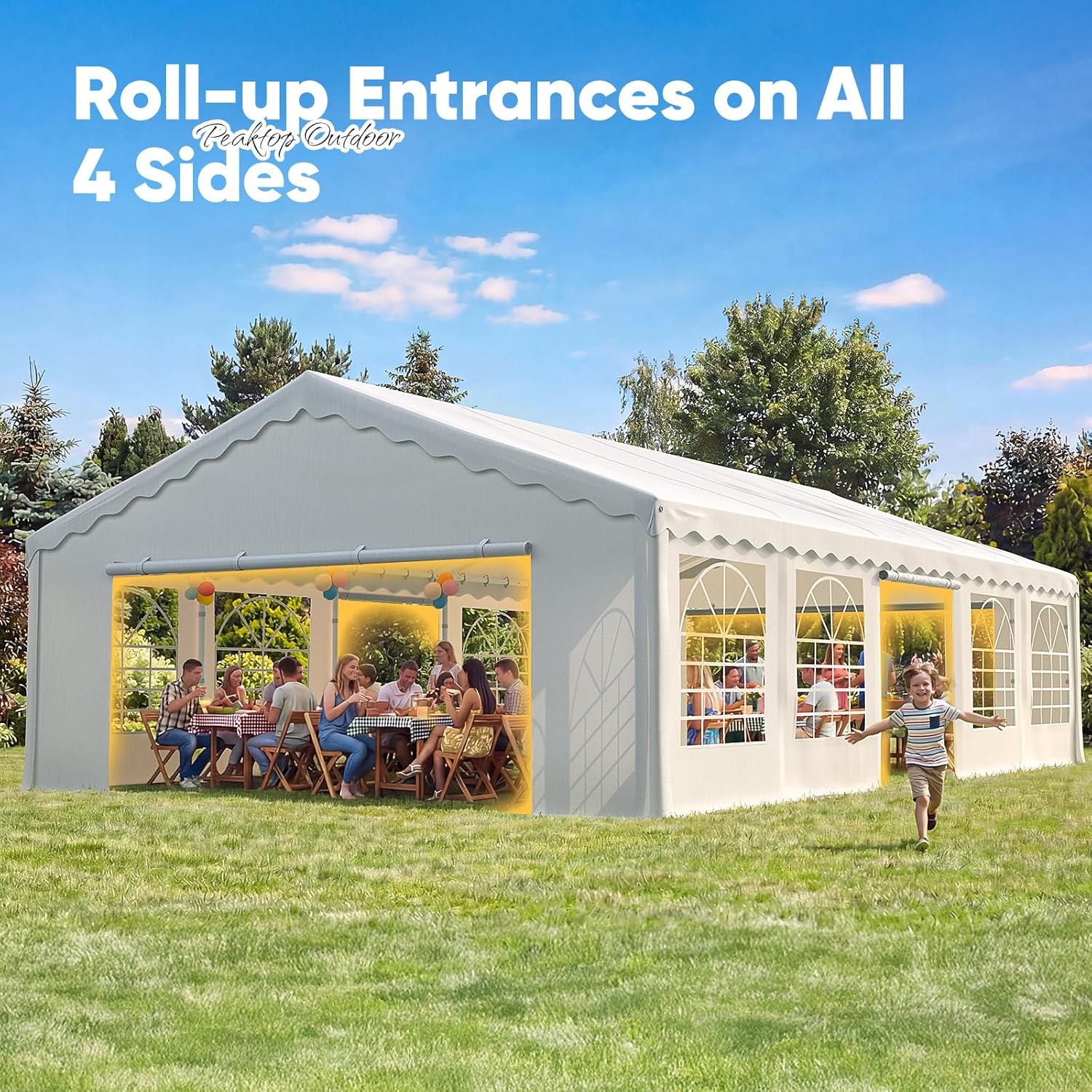 PEAKTOP OUTDOOR 20x30 Party Tent Heavy Duty Wedding Tent Outdoor Carport Gazebo Event Shelter Commercial Canopy Outside Tents for Backyard Party with Carry Bags