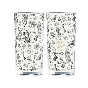 V A Alice in Wonderland Highball Glasses in Gift Box Glass 330 ml - Set of 2